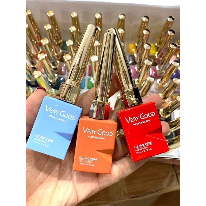Set sơn gel Very Good Nail 60 màu bộ sơn vát nắp vàng màu Hàn Quốc tặng kèm bảng màu mica base top