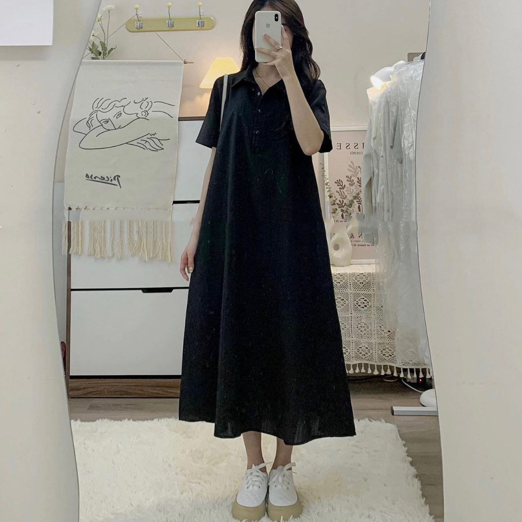 Đầm polo dáng dài kèm váy dây lụa (ảnh thật) | BigBuy360 - bigbuy360.vn
