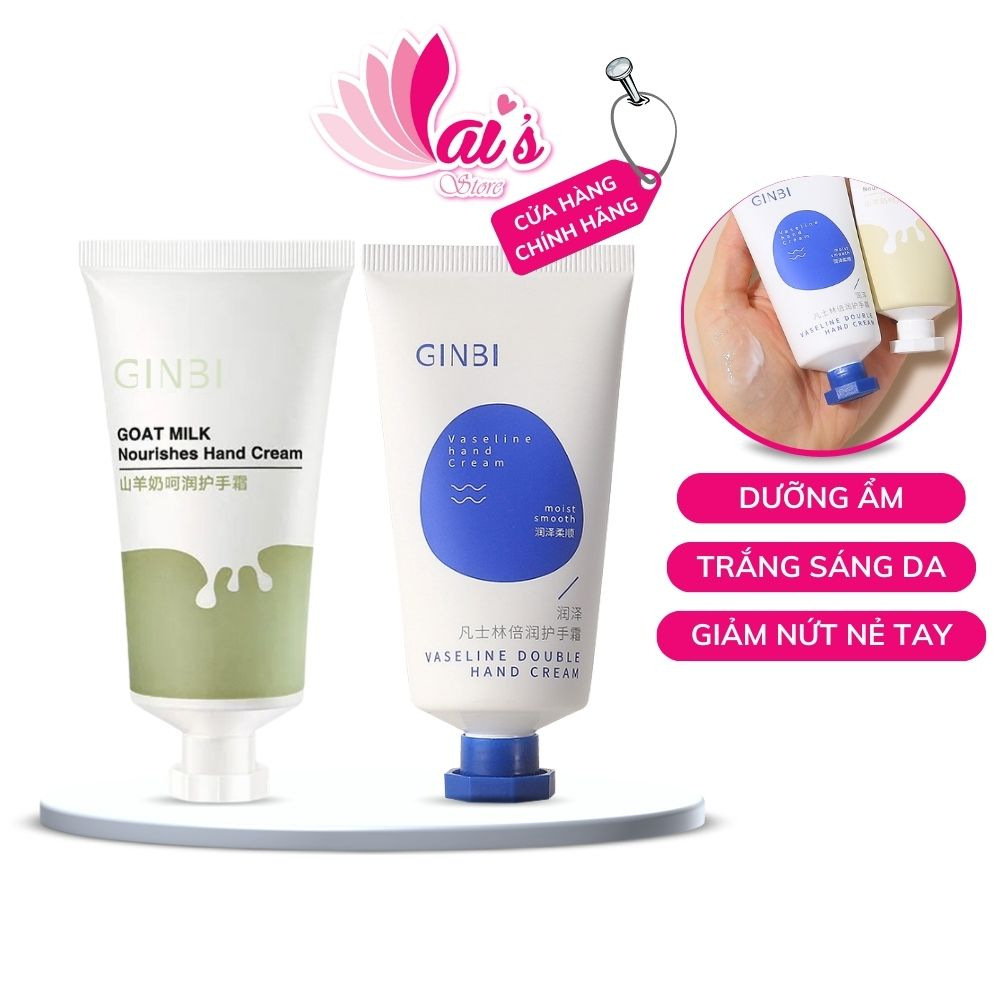 Kem Dưỡng Tay Ginbi Goat Milk & Vaseline Hand Cream 50g Dưỡng Ẩm Dịu Nhẹ Chống Khô Da Nứt Nẻ Nội Địa Trung Chính Hãng
