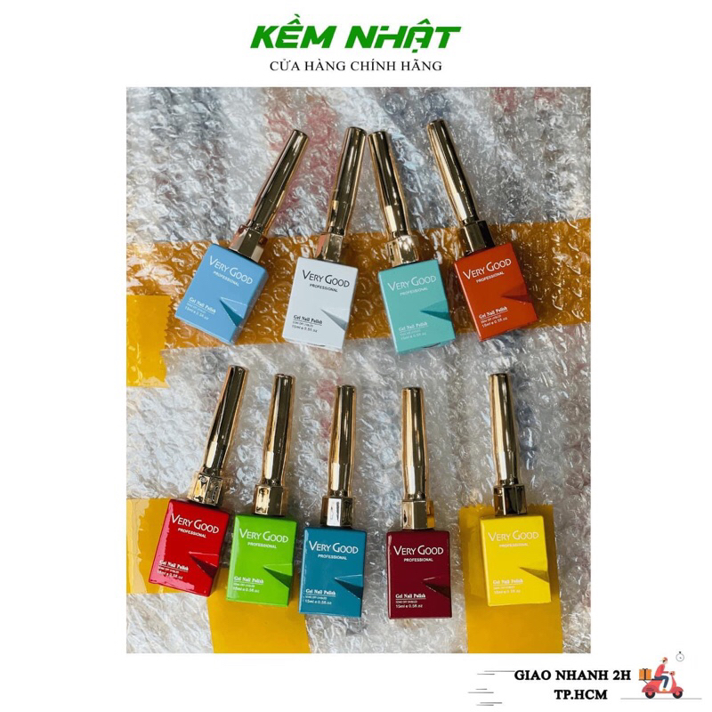 Set sơn gel Very Good Nail 60 màu bộ sơn vát nắp vàng màu Hàn Quốc tặng kèm bảng màu mica base top