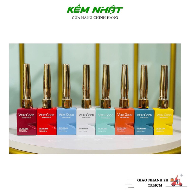 Set sơn gel Very Good Nail 60 màu bộ sơn vát nắp vàng màu Hàn Quốc tặng kèm bảng màu mica base top