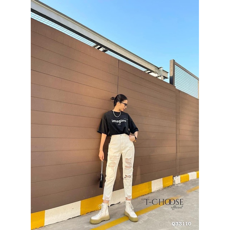 Baggy Jeans Loan Màu Rách Nhiều