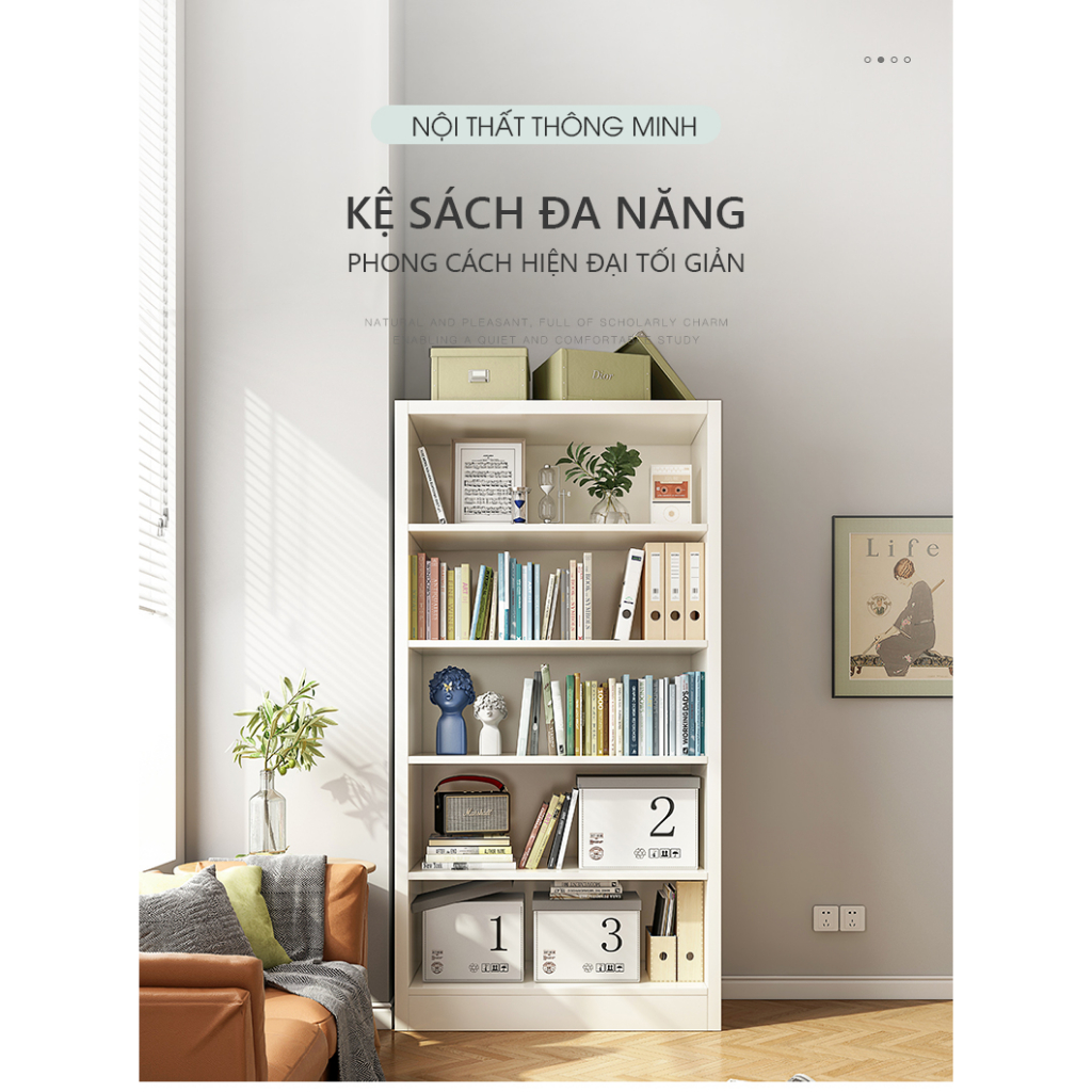 Kệ sách gỗ 5 tầng, kệ đa năng phòng khách/ phòng ngủ chính hãng IGA - GP250