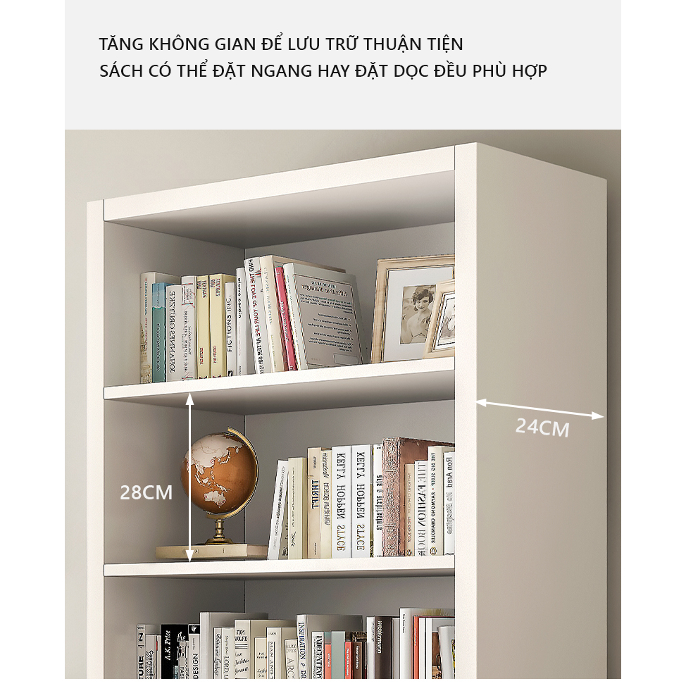 Kệ sách gỗ 5 tầng, kệ đa năng phòng khách/ phòng ngủ chính hãng IGA - GP250