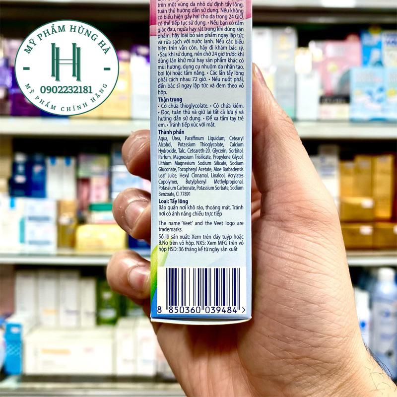 Kem tẩy lông Veet, kem triệt lông dành cho da nhạy cảm Veet Silk & Fresh Aloe Vera & Vitamin E 50g