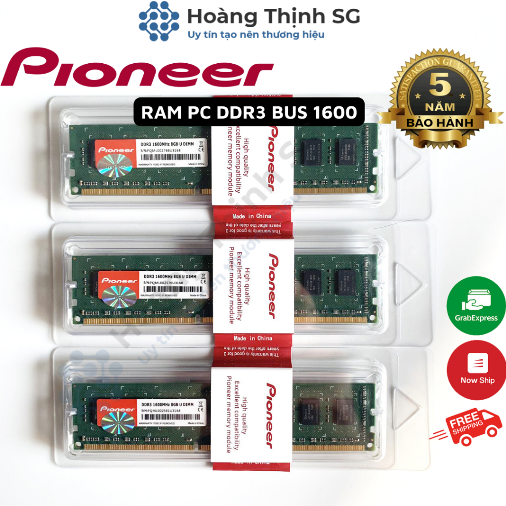 Ram DDR3 8GB Bus 1600MHz Pioneer dùng cho máy tính Desktop PC, Chính hãng - Bảo hành 5 năm