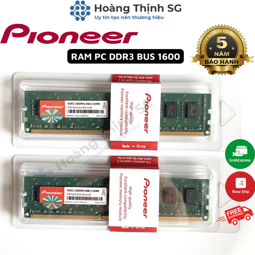 Ram DDR3 8GB Bus 1600MHz Pioneer dùng cho máy tính Desktop PC, Chính hãng - Bảo hành 5 năm