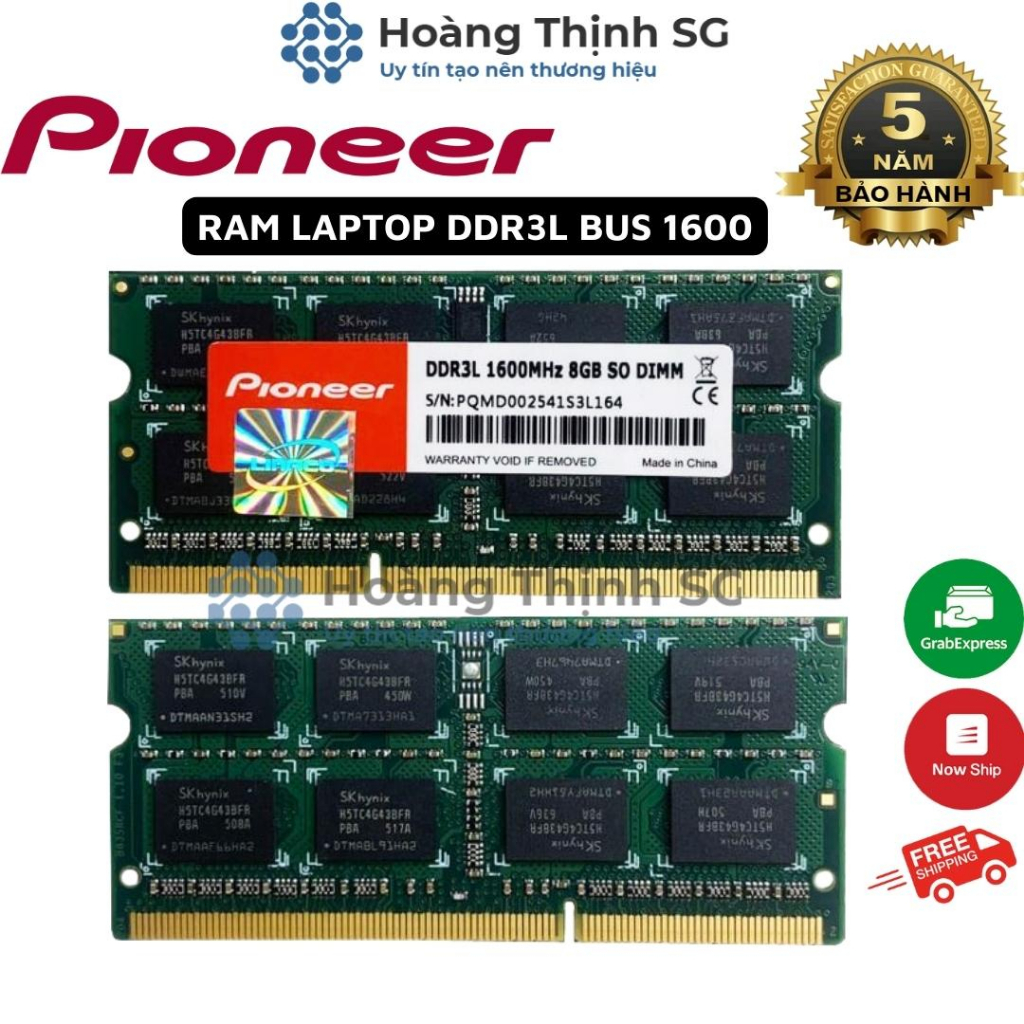 Ram Laptop 8GB DDR3L Bus 1600MHz Pioneer dùng cho Laptop, Chính hãng - Bảo hành 5 năm