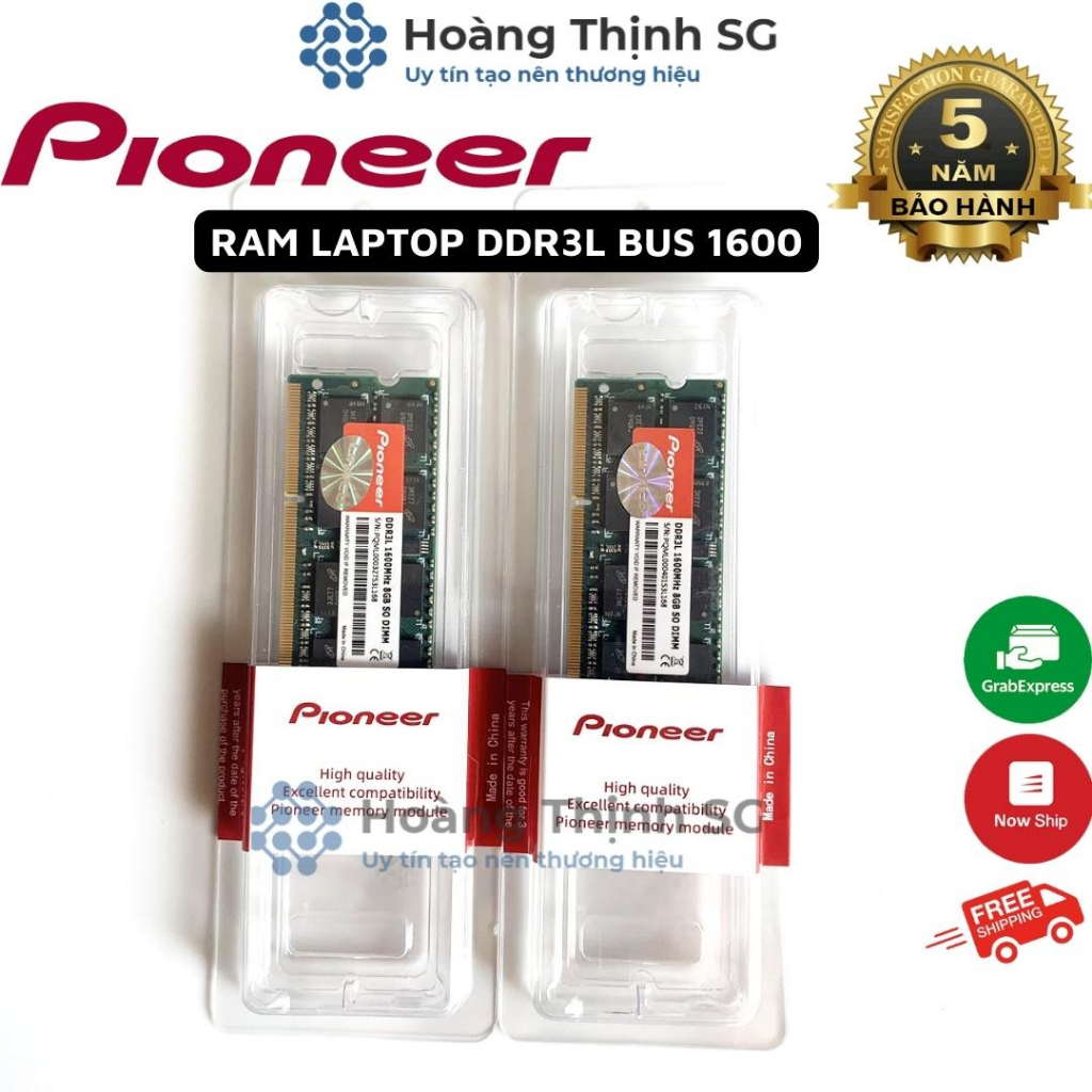 Ram Laptop 8GB DDR3L Bus 1600MHz Pioneer dùng cho Laptop, Chính hãng - Bảo hành 5 năm