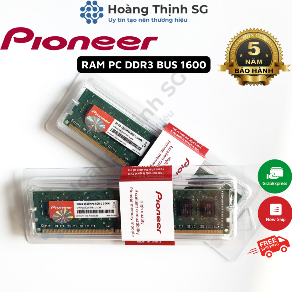 Ram DDR3 8GB Bus 1600MHz Pioneer dùng cho máy tính Desktop PC, Chính hãng - Bảo hành 5 năm