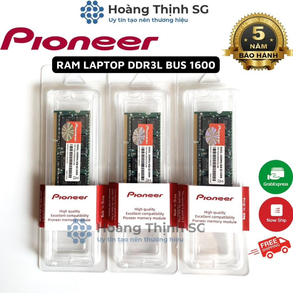 Ram Laptop 8GB DDR3L Bus 1600MHz Pioneer dùng cho Laptop, Chính hãng - Bảo hành 5 năm
