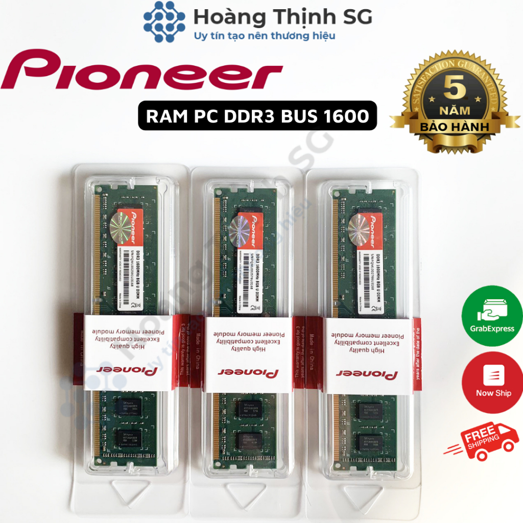 Ram DDR3 8GB Bus 1600MHz Pioneer dùng cho máy tính Desktop PC, Chính hãng - Bảo hành 5 năm