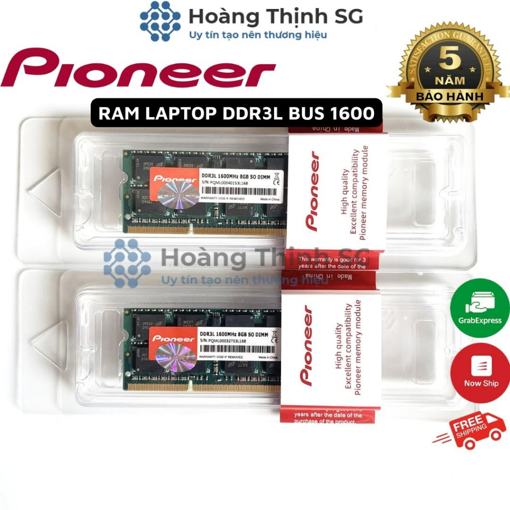 Ram Laptop 8GB DDR3L Bus 1600MHz Pioneer dùng cho Laptop, Chính hãng - Bảo hành 5 năm