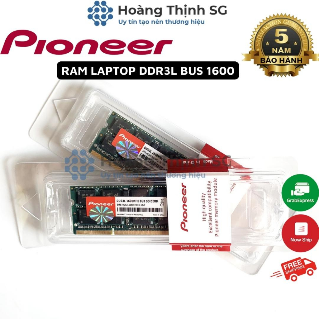 Ram Laptop 8GB DDR3L Bus 1600MHz Pioneer dùng cho Laptop, Chính hãng - Bảo hành 5 năm