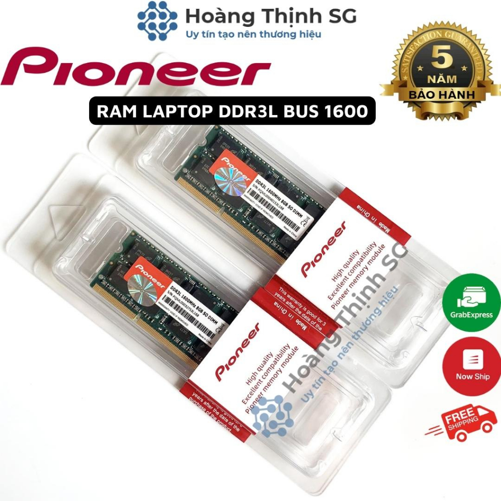 Ram Laptop 8GB DDR3L Bus 1600MHz Pioneer dùng cho Laptop, Chính hãng - Bảo hành 5 năm