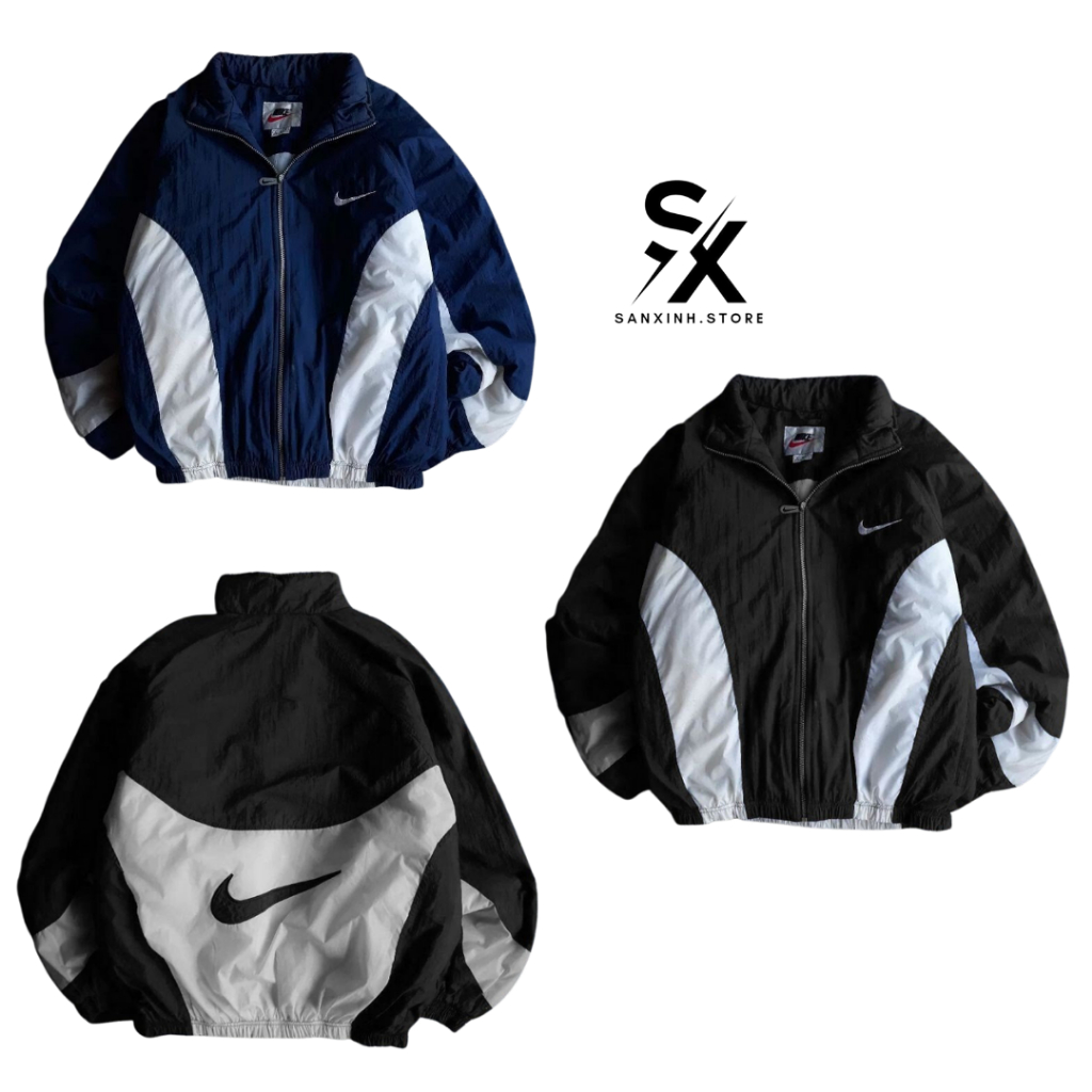 Áo Khoác gió Nike jacket nike swoosh vintage Cao Cấp vải 2 lớp chuẩn form nam nữ SANXINH