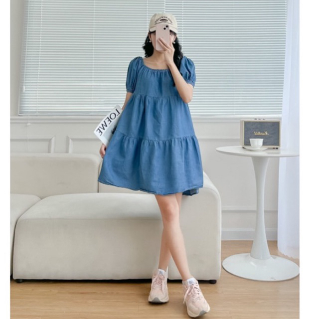 Đầm babydoll - Váy babydoll - Babydoll bigsize - Đầm bigsize - Váy bigsize, bầu bon chen thoải mái [Hình thật shop chụp]