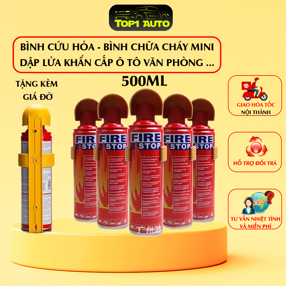 Bình Cứu Hỏa - Bình Chữa Cháy Mini - Dập Lửa Khẩn Cấp Ô Tô, Xe Máy, Văn Phòng dung tích 500ml dạng xịt bọt