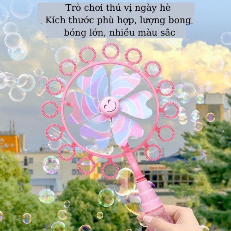 Đồ chơi chong chóng thổi bong bóng, máy bong bóng xà phòng ngoài trời cho bé
