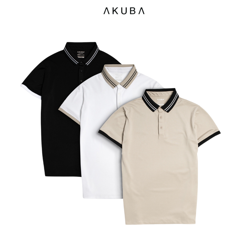 Áo polo nam vải cá sấu cotton AKUBA form slimfit, chất liệu thoáng mát, mềm mại, thấm hút mồ hôi tốt |01J0601