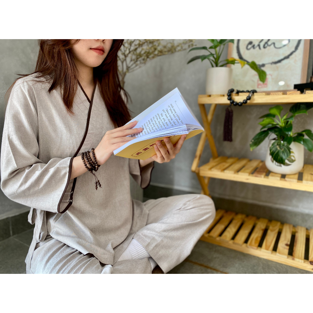 Đồ Lam đi Chùa - Bộ XÔ ẤN Nơ chéo CHƠN HOÀNG [ Ảnh Thật Shop Tự Chụp ]