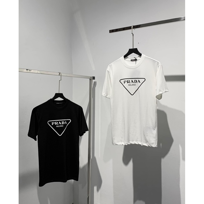 Áo thun Nam PRADA cộc tay chất cotton - Áo Phông in chữ cao cấp thời trang l