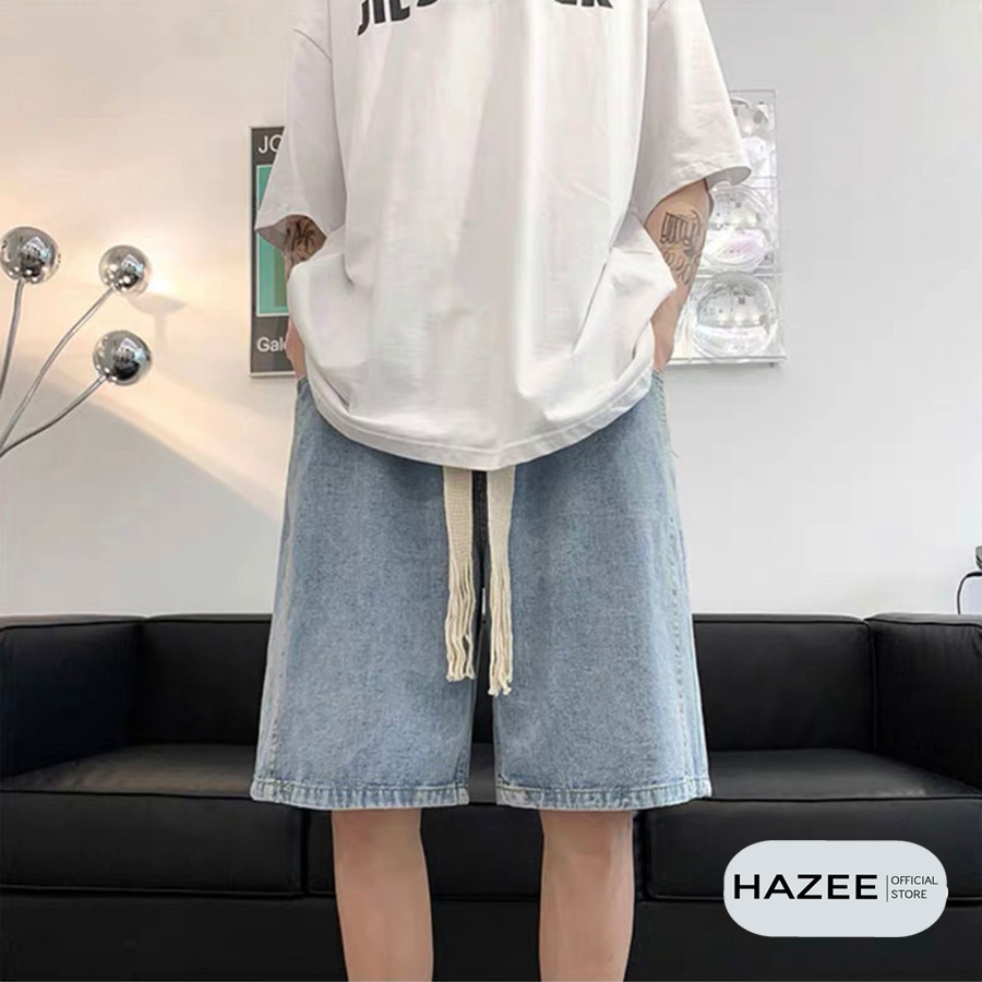 Quần short Jean HAZEE co giãn, quần sooc Unisex Nam Nữ chất liệu Tổ Ong