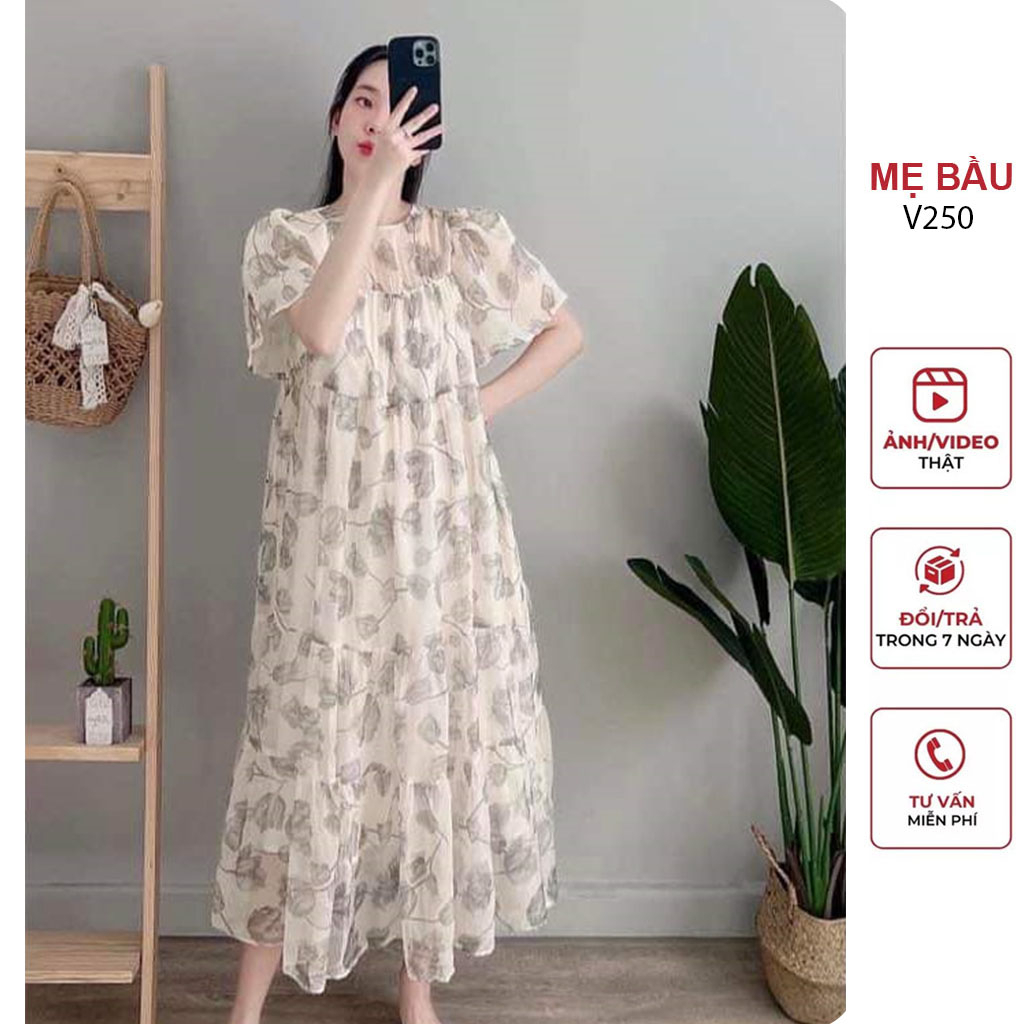 ĐẦM VÁY BẦU TIỂU THƯ HÀNG THIẾT KẾ DÁNG SUÔNG DÀI - ĐẦM BẦU DỰ TIỆC - VÁY CÔNG SỞ MÙA HÈ FREESIZE