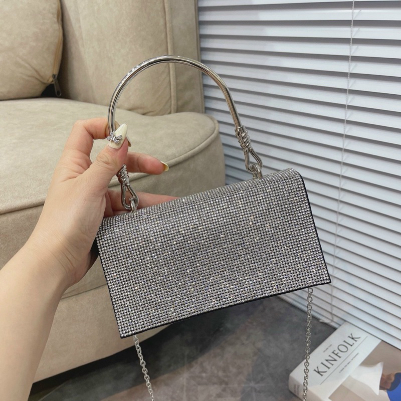 Túi quai xách đính đá lấp lánh bao xinh kèm dây đeo chéo