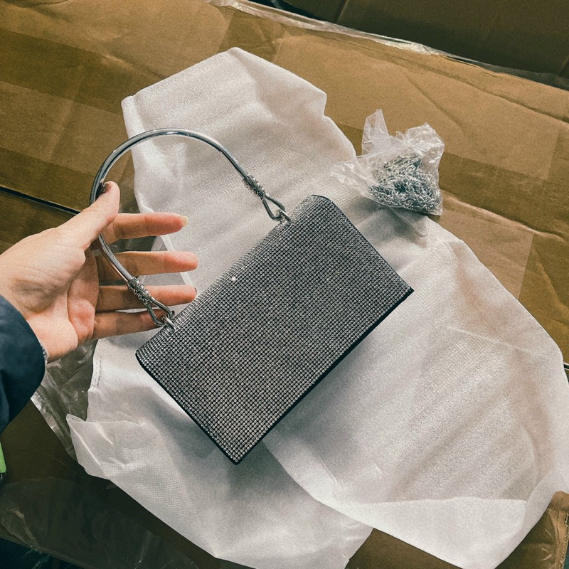 Túi quai xách đính đá lấp lánh bao xinh kèm dây đeo chéo