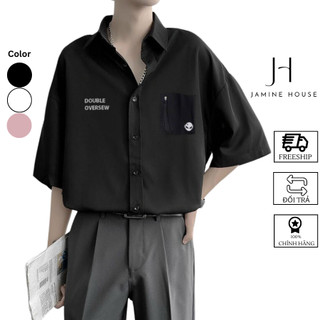 Áo Sơ Mi Unisex JAMINE HOUSE Lụa Mango Form Rộng Tay Lỡ CÓ TÚI KIỂU DOUBLE