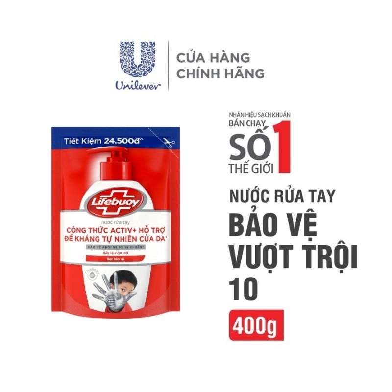 Nước rửa tay Lifebuoy Bảo vệ vượt trội Túi 400g
