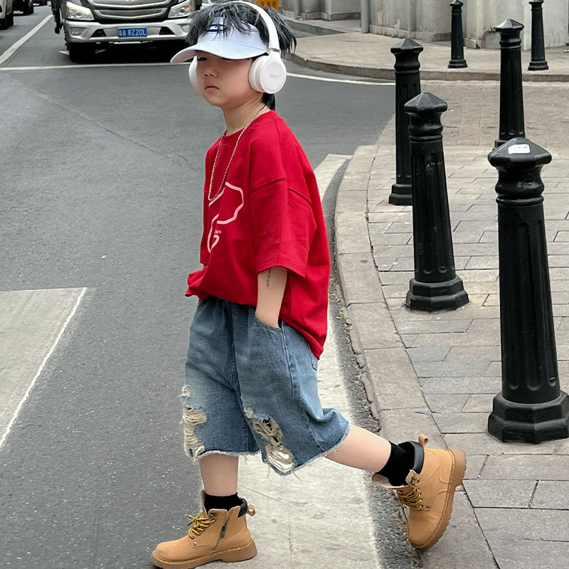 Áo thun cộc tay bé trai chữ C A298 size 100-150, áo phông trẻ em quảng châu cao cấp