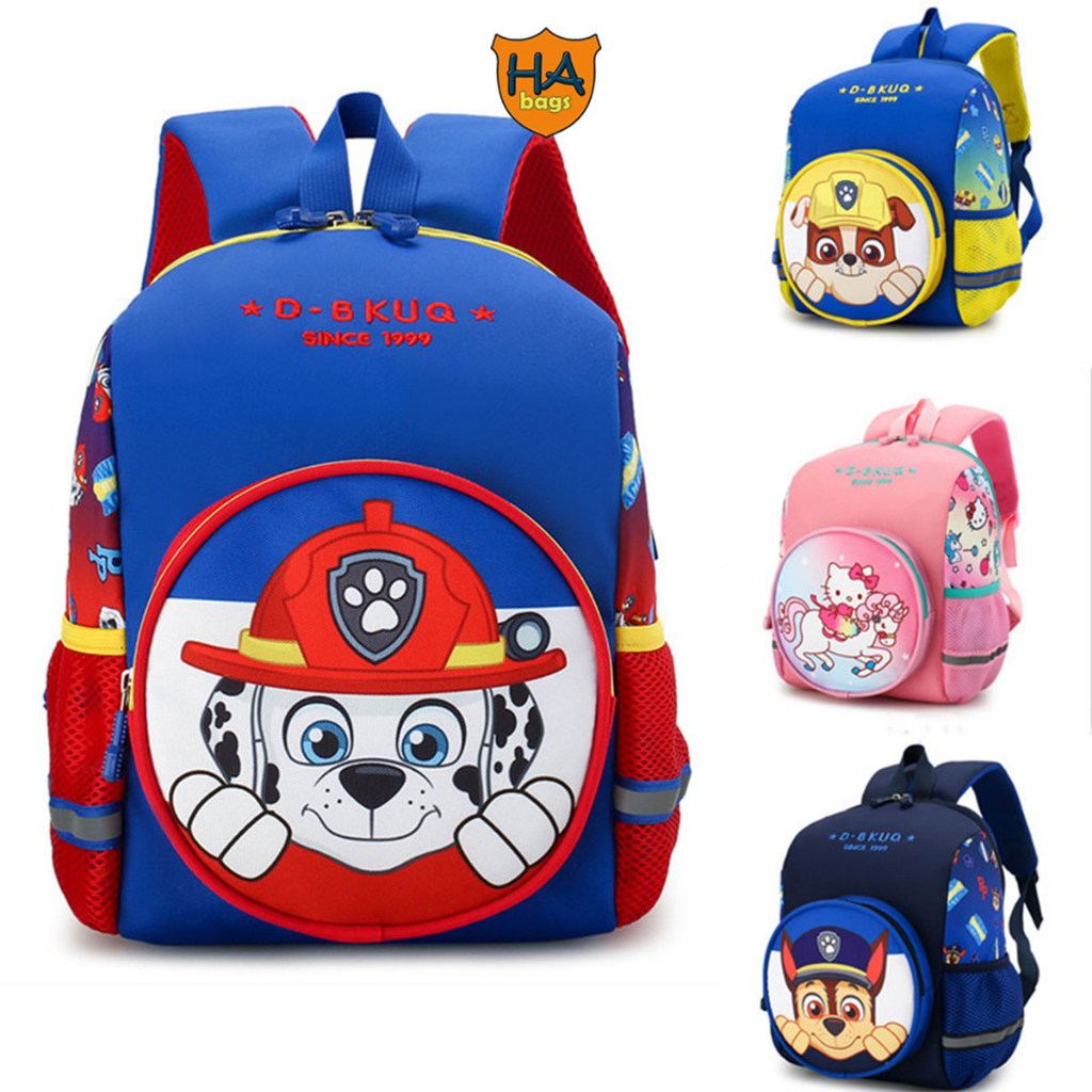 Balo mẫu giáo siêu nhẹ kích thước 33x27x14cm, hoa văn chủ đề những chú chó cứu hộ