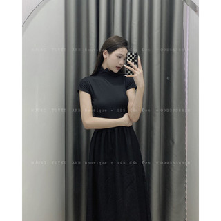 Đầm xoè cổ lọ cuốn biên