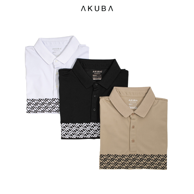 Áo polo nam vải cá sấu cotton AKUBA form slimfit, chất liệu thoáng mát, mềm mại, thấm hút mồ hôi tốt | 01J0606