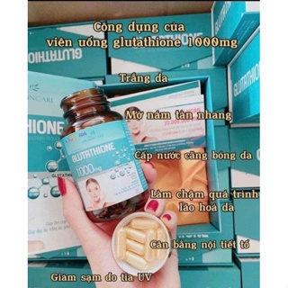 Viên Uống Glutathione 1000mg trắng da mờ nám tàn nhang cân bằng nội tiết