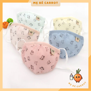 Khẩu trang 5 lớp vải xô cao cấp cho bé trai, bé gái từ 0 đến 3 tuổi nhiều hình dễ thương có thể điều chỉnh độ dài Carrot
