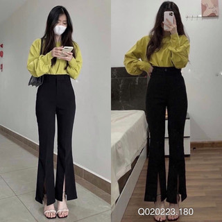 Quần đen loe xẻ gấu