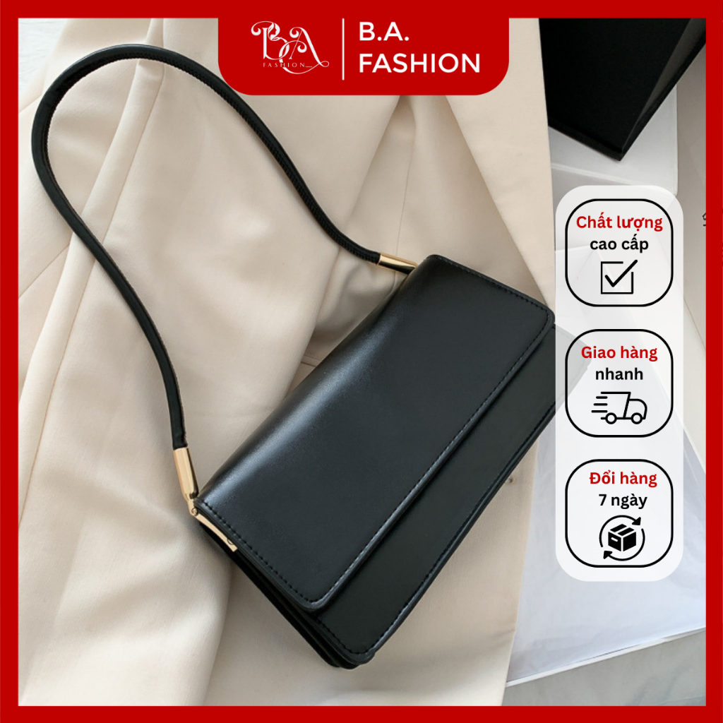 Túi xách nữ đeo vai chéo thiết kế hình chữ nhật, màu trơn basic tối giản thanh lịch BAFASHION | BA24