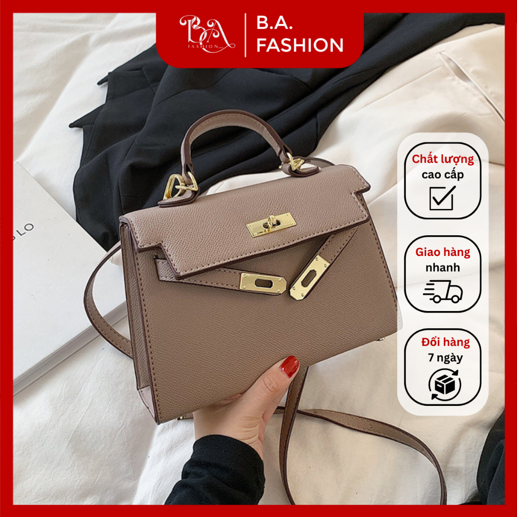 Túi xách đeo chéo vai xinh xắn, thiết kế quai khóa dư thời trang, màu trơn basic dễ dàng phối đồ BAFASHION | BA20