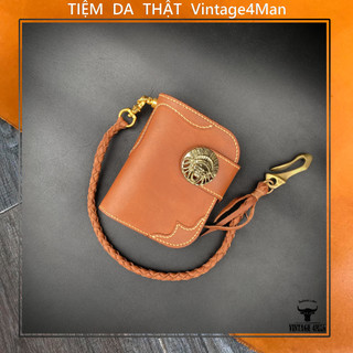 Ví biker vintage phong cách bụi bặm cá tính da bò cao cấp handmade
