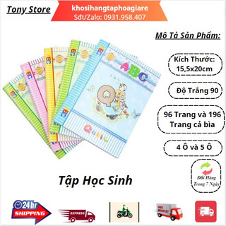 Tập vở học sinh abc hòa bình 96 trang, 200 trang cho bé luyện chữ 4 ô li, 5 ô li