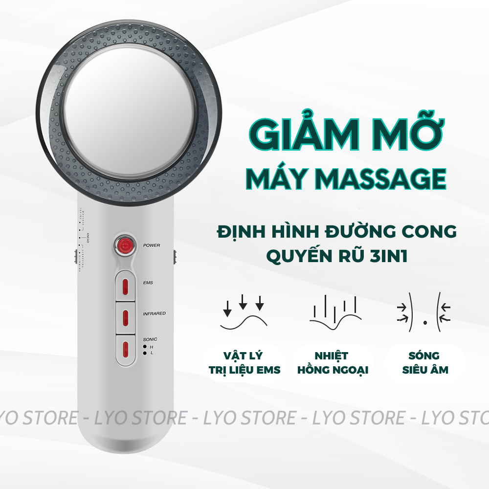 Máy massage Giảm Mỡ cầm tay, Máy giảm mỡ toàn thân công nghệ sóng siêu âm, nhiệt hồng ngoại, xung điện EMS - BH 6 tháng