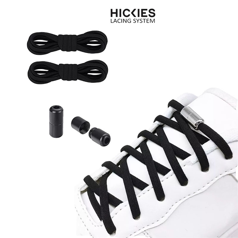 Cặp Dây giày Voal đàn hồi khóa kim loại tròn cao cấp không cần buộc dành cho giày thể thao nam nữ-hickies