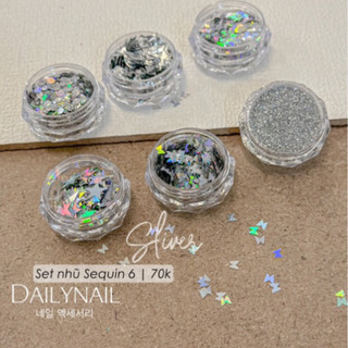 Set 6 nhũ Kim tuyến bạc ẩn móng