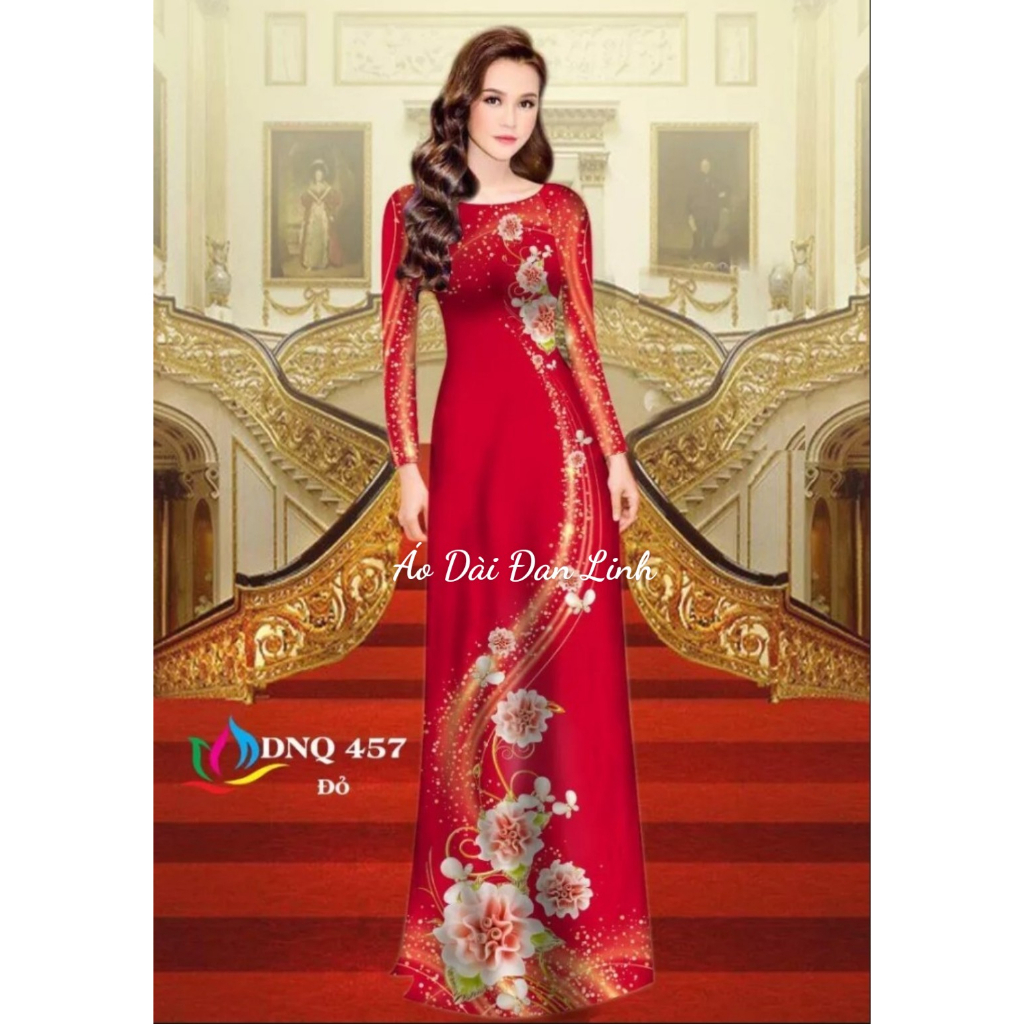Áo dài in 3D màu đỏ mẫu mới nhất - Áo Dài Đan Linh