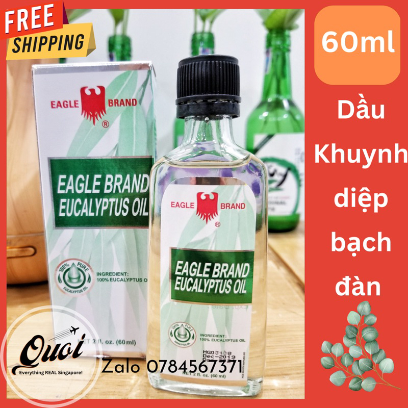 Dầu bạch đàn Hiệu Con Ó - Dầu Khuynh diệp - Eagle Brand Eucalyptus Oil 60ml, dầu trắng Singapore