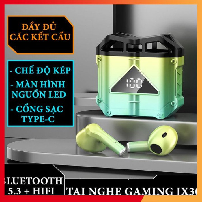 Tai nghe bluetooth gaming JX30 TWS Thiết Kế Ấn Tượng Độ Trễ Cực Thấp Chip Bluetooth 5.3