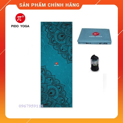 Khăn trải thảm tập Yoga, Khăn lót thảm Cao Cấp họa tiết 3D Pido - Đen hoa sao